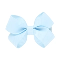 Light blue bow hair clip with ribbed texture for kids, cute handmade hair accessory - Light Blue (17)