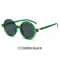 Vintage round frame sunglasses with transparent green frames and black gray lenses C7 - Transparent Green Frame Grey Lens