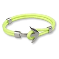 Detail of yellow-green polyester braided bracelet with a polished silver anchor clasp - Yellow-Green