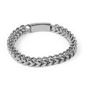 Pulsera para hombre de acero inoxidable con diseño de escamas de pez y cierre de caja - Color Acero
