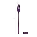 Sleek 21.3cm long handle purple stainless steel dinner fork with matte finish texture - Purple