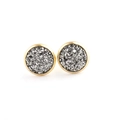 10mm round gold plated stainless steel stud earrings with sparkling grey druzy crystals - Silver Gray (6)