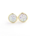 10mm stainless steel round druzy stud earrings in gold plating with iridescent finish - Rainbow Iridescent (9)