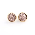 10mm stainless steel round stud earrings with rose gold sparkling mineral druzy center - Rose Pink (23)