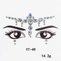 Detail view of acrylic rhinestones for face makeup with model layout for model YT-49 - YT-49