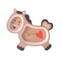Cute cartoon horse-shaped bamboo fiber divided plate for kids in beige and brown - 037 Pony Plate