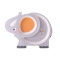 Cute elephant shaped bamboo fiber kids plate in grey and orange divided sections - 036 Elephant Plate