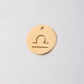 15mm gold stainless steel round Libra zodiac sign pendant with hollowed design - Libra (Gold 7)
