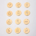 Golden 15mm round stainless steel 12 zodiac constellation charm pendants set - 12 Constellation Set (Gold 12pcs)