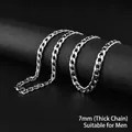 Herren Hip-Hop 7mm Silber Edelstahl Panzerkette Halskette für modische Styles - Bulk 7mm Grobe Kette (Länge 60cm) / Silber