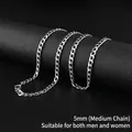 5mm silberne Titanstahl-Panzerkette mit Karabinerverschluss für Damen und Herren - Bulk 5mm Mittlere Kette (Länge 60cm) / Silber