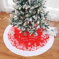 Gonna per albero di Natale rossa con bordo in peluche bianco e scritte festive - Gonna per Albero Inglese con Fiocchi di Neve da 122cm