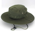 Army green tactical Boonie hat with wide brim, chin strap and breathable metal vents - One Size L (58-60cm) / Olive Green