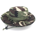Outdoor jungle camouflage boonie hat with adjustable wind cord and metal air vents - One Size L (58-60cm) / Green Camouflage