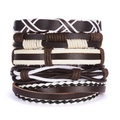 Five-piece vintage braided leather bracelet set for men in dark brown and coffee tones - BR18Y0544 (5 Pcs Set)