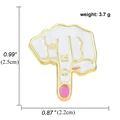Punk Emaille-Palm-Anstecknadel mit rosa Nägeln und Goldfinish, Größe 0,99x0,87 Zoll - Weiße OK Hand mit goldenem Herz (A00158)