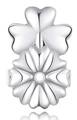 Macro shot of silver clover-shaped earring lifters with polished metallic finish - 3-Heart / Silver