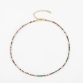 Delicate gold-plated necklace with rainbow sequence zircon stones and adjustable clasp - Full Rainbow Zirconia Necklace