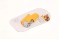 Detailed view of yellow duck-shaped silicone muzzle with adjustable nylon strap in size S - Yellow (Card Packaging)
