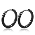Coppia di orecchini a cerchio minimalisti in acciaio inossidabile nero lucido - 8mm / Nero