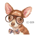 Tatuaje temporal de perro chihuahua acuarela con gafas y pajarita, modelo CC-009 niños - Chihuahua con gafas y pajarita (CC-009)