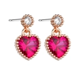 Elegant rose gold heart ruby earrings featuring sparkling pink corundum and white zircon - Rose Red (Rose Gold)