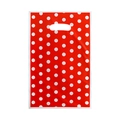Red pearlescent plastic party gift bag with white polka dots and handle cutout - 10pcs/Pack / Orange Red