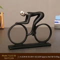 Modern abstract zwart en zilver wielrenner beeldje voor stijlvolle decoratie - Wielrenner (Zilveren Hoofd)
