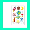 Cartoon Astronaut und Raumschiff temporäre Tattoo Sticker für Kinder, Stil WK-186 - Weltraumforschung (WK-186)