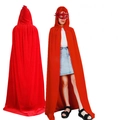 Cape rouge à capuche pour déguisement de vampire d'Halloween en tissu velours - 90cm / Rouge