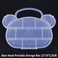 Macro detail of bear-shaped clear jewelry box with 7 compartments and handle 12x19x2.5cm - Bear Head Shaped Portable Box
