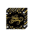 Elegant black paper napkins with gold dots and Happy Birthday text for party - Black Gold Napkin