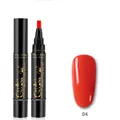 3-in-1 Glitzer Nagellack-Stift in Hellrot-Orange 04, UV/LED Gel-Nagellack mit Pinselspitze - Q-04 Orangerot