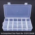 Detailed view of 18-grid transparent plastic storage box with double latches for jewelry - 18-Grid Large Capacity Clear Box