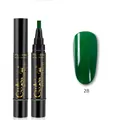 Deep green 3-in-1 glitter gel polish pen shade 28 with a precise brush applicator - Q-28 Dark Green