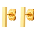 Minimalist rectangular gold bar stud earrings with polished finish and butterfly backs - Gold