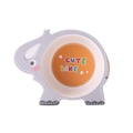 Cute gray elephant-shaped bamboo fiber children bowl with colorful inner lettering - Elephant Bowl