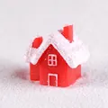Miniature red candy house resin ornament showing precise measurements of 3.1cm in height - Red Snow House Style 1
