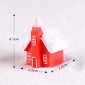 Red Christmas resin house decoration with snow roof and size dimensions 4.1cm high - Red Snow House Style 2