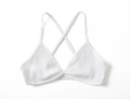 Weißes geripptes Bralette mit Criss-Cross-Rücken und Triangel-Cups für Damen - S / Weiß