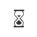 Retro 8-bit pixel hourglass enamel pin badge with black and white hourglass variant style - Hourglass Waiting