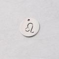 Polished stainless steel 15mm round pendant with Leo zodiac cutout sign for DIY jewelry - Leo (Steel 5)