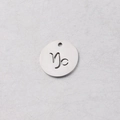 Round mirror stainless steel pendant featuring a cutout Capricorn zodiac symbol sign - Capricorn (Steel 10)