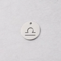 Polished stainless steel 15mm round Libra zodiac pendant with hollow cutout design - Libra (Steel 7)