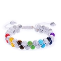 Bracciale intrecciato doppio strato con turchese bianco e perle colorate, regolabile - Bracciale a Doppia Fila Chakra Turchese Bianco con Ciondolo Om (6mm)
