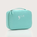 Mint green memory fabric makeup bag with top handle and elegant butterfly pattern print - Mint Green