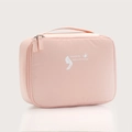 Pink large-capacity cosmetic bag with handle and butterfly print for travel storage - Pink