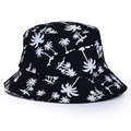 Cappello da sole nero con stampa di palme bianche per la spiaggia e l'estate - Taglia unica / Palma di Cocco Nero