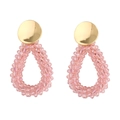 Boucles d'oreilles en perles de cristal rose en forme de goutte et clous dorés chics - Rose