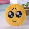 Monedero emoji de peluche amarillo con cara sonriente bordada y cierre de cremallera - Estilo 3